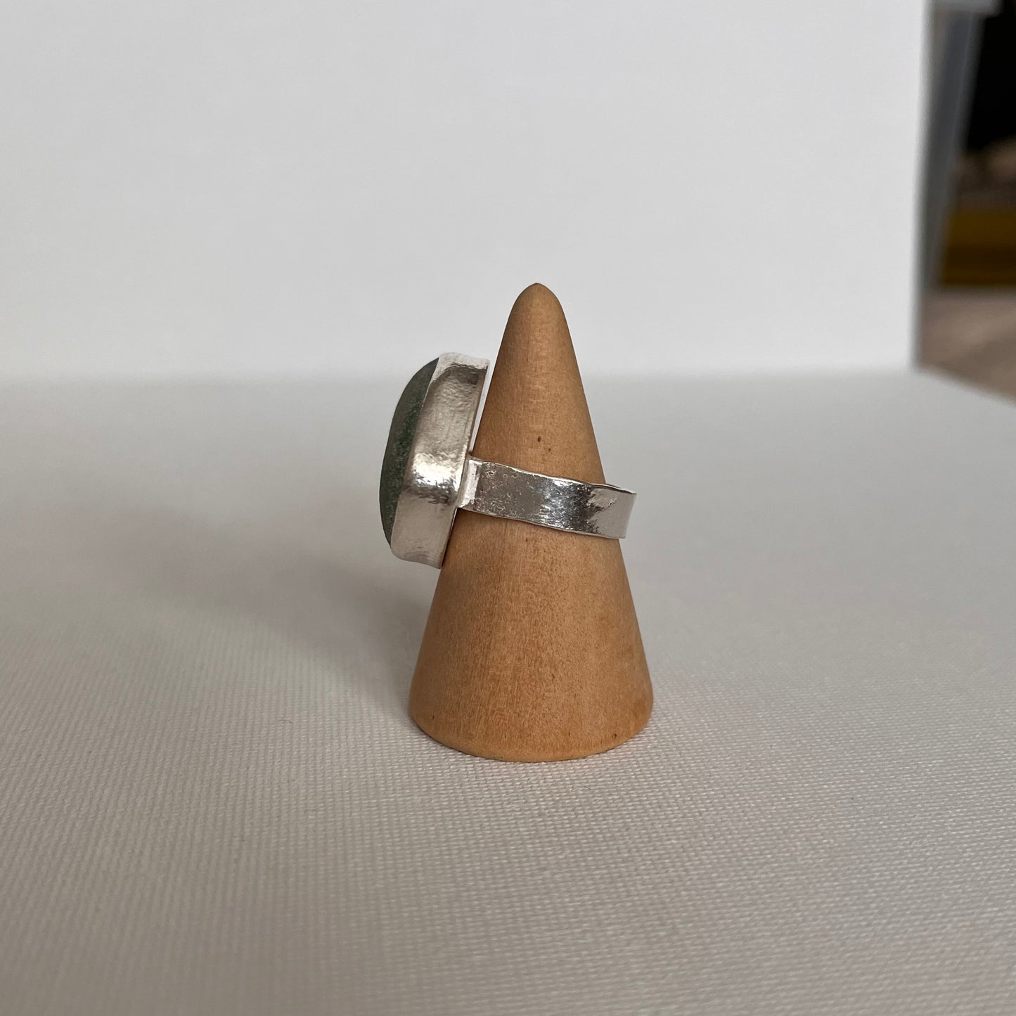 Sarah Drew Eco Silver Ring - Seafoam Green Seaglass XL