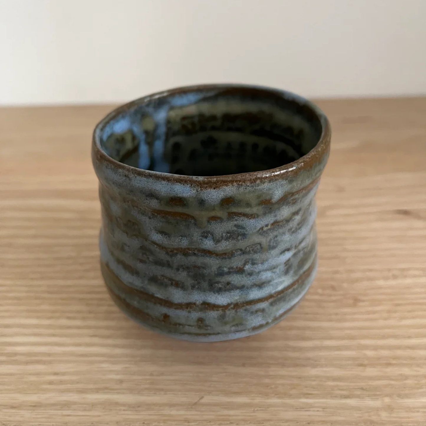 Ray Toms Boxed Yunomi Black Clay Cobalt Ash Glaze