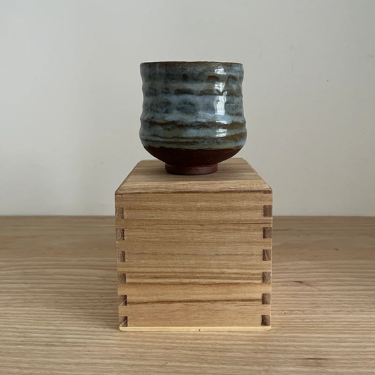 Ray Toms Boxed Yunomi Black Clay Cobalt Ash Glaze