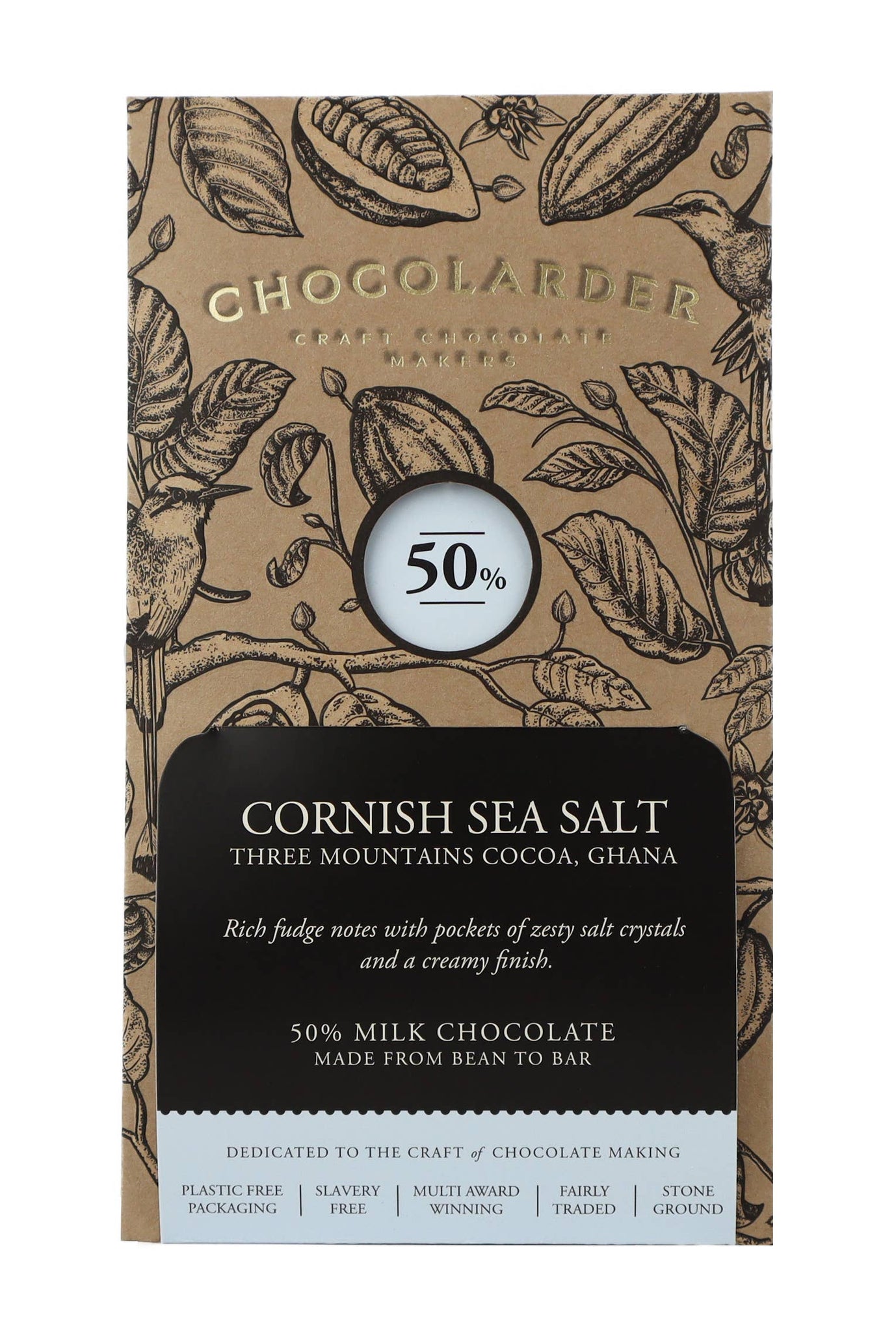 Cornish Sea Salt 50% Milk Chocolate Bar