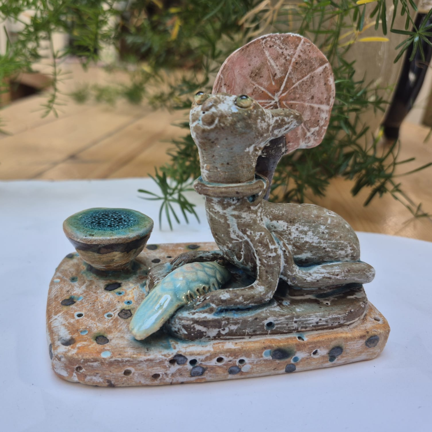 Shelagh Spear Cat with Fish, Tree and Water SS223