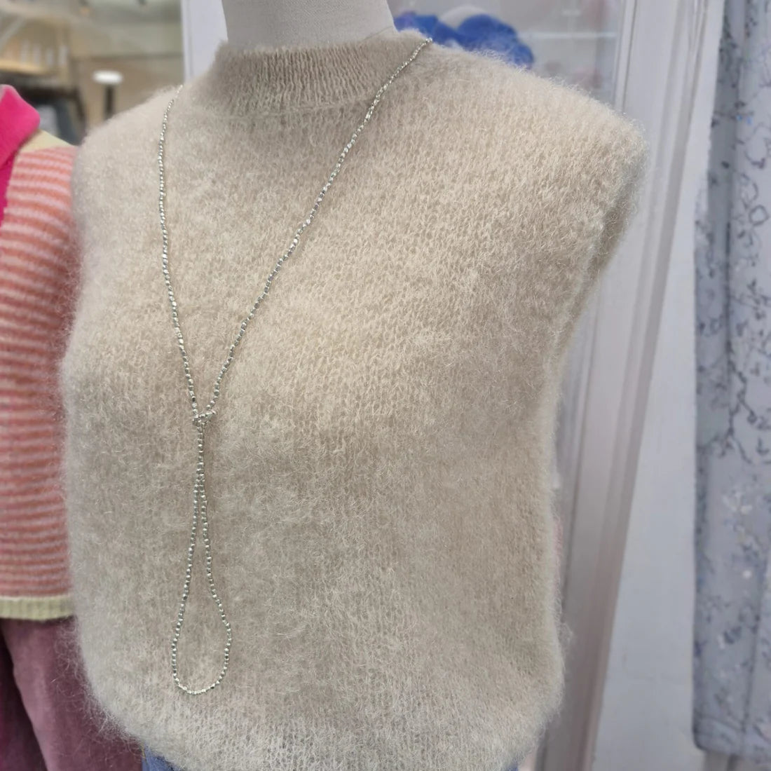 Fluffy Mohair Blend Vest - Wheat