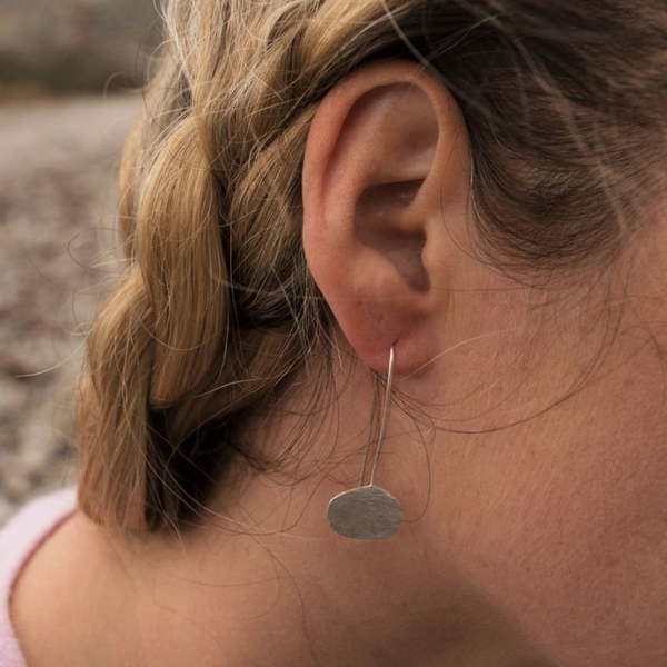 Sarah Drew Silver Pebble Earrings