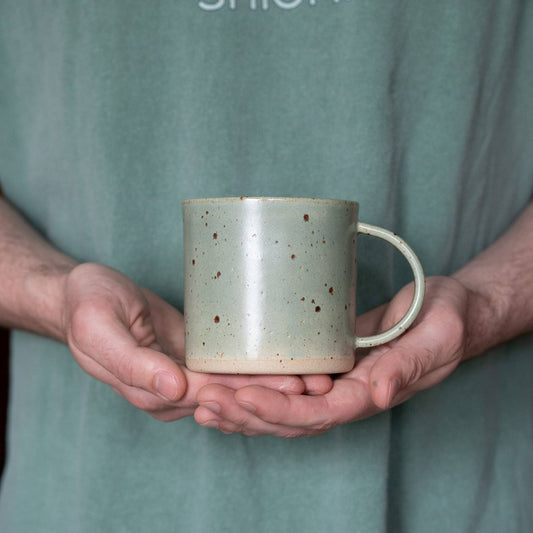 Dor & Tan Ceramic Mug - Celadon & Speckled