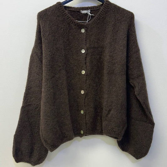 Button Through Mohair Cardigan - Chocolate