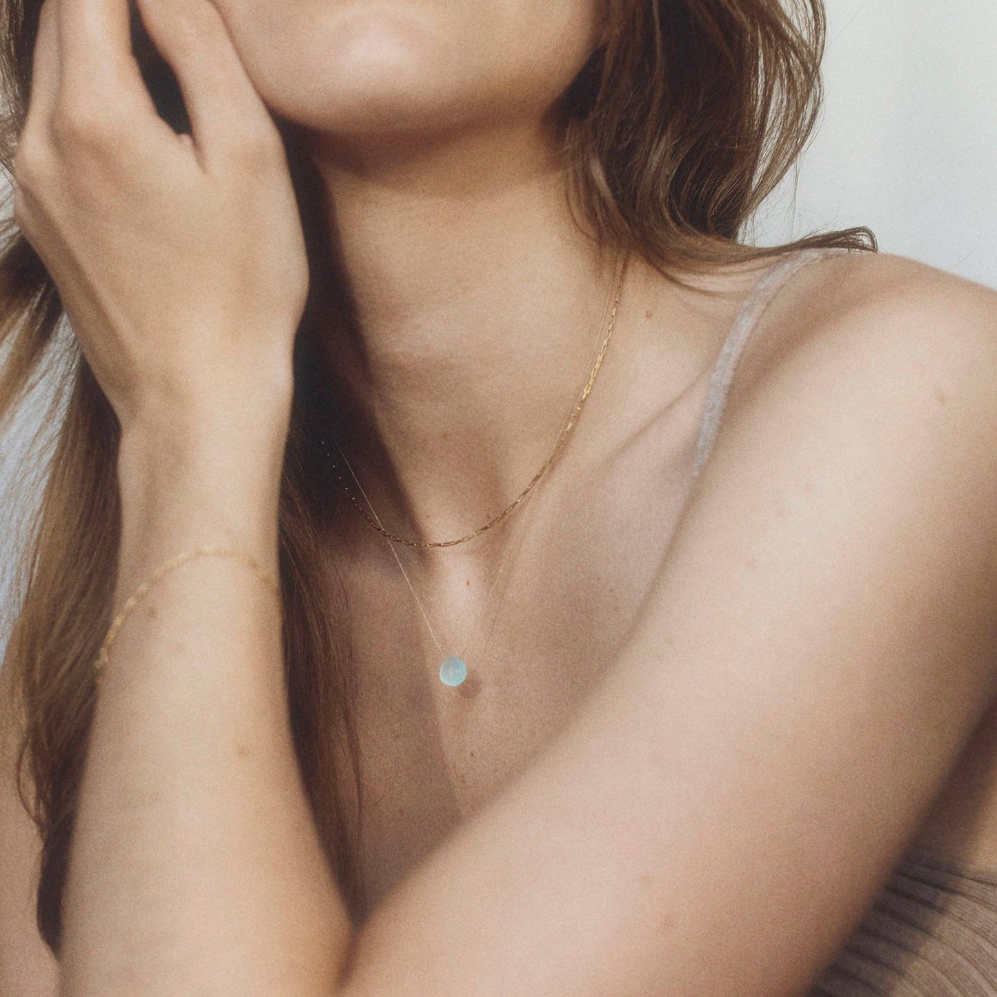 Wanderlust Life Fine Cord Necklace - Sea Glass Chalcedony