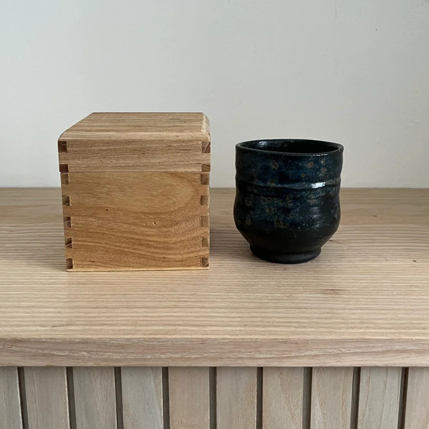 Ray Toms Boxed Yunomi Black Clay With Ash Glaze