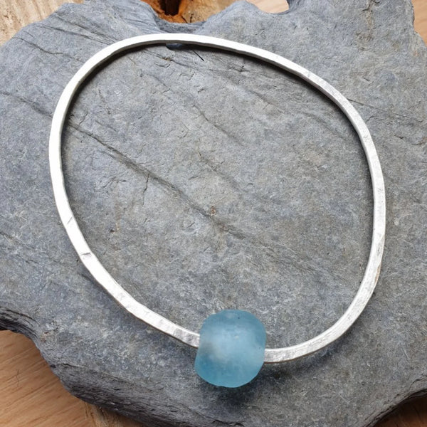 Sarah Drew Handcrafted Eco Silver Bottle Bead Bangle