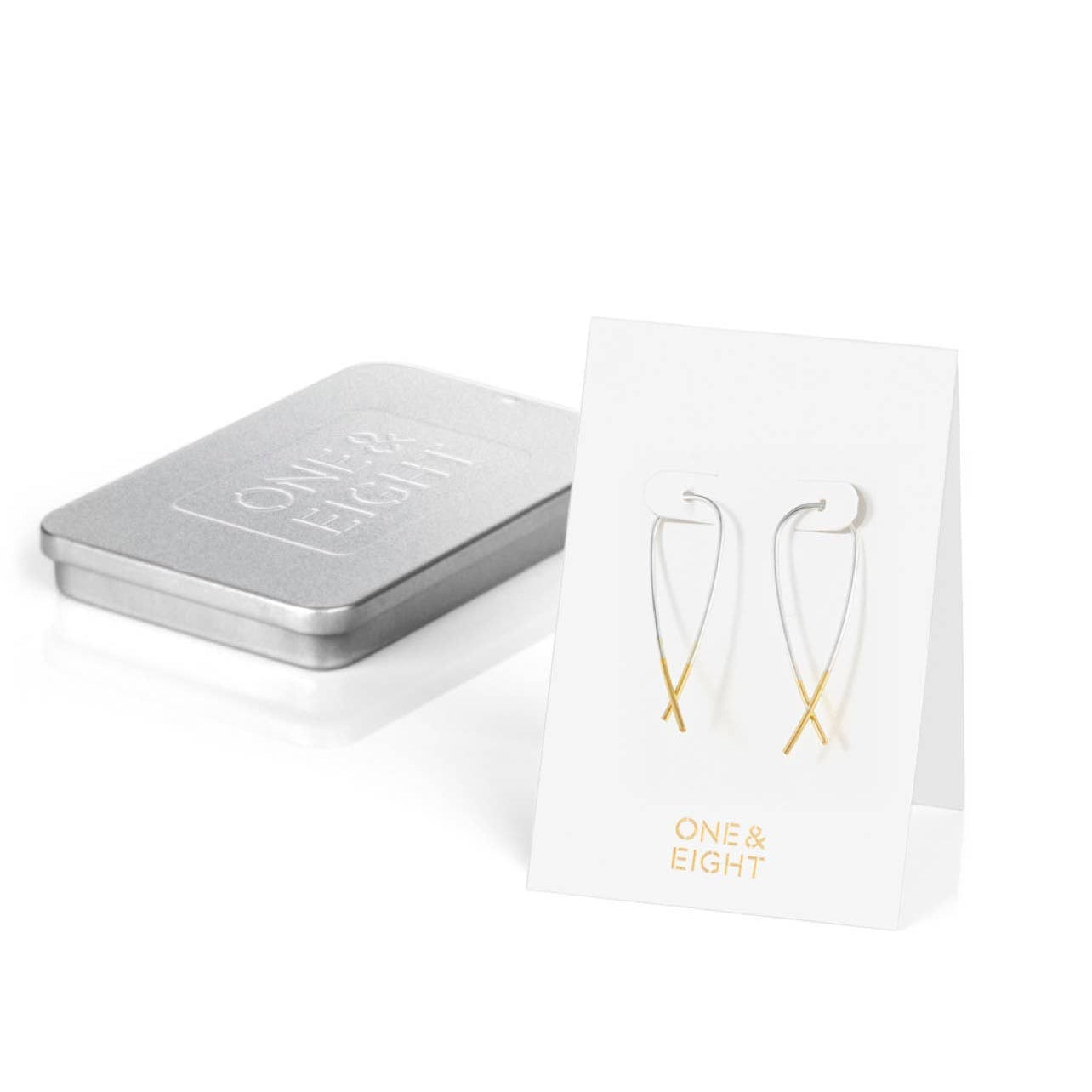 One & Eight Crossover Earrings - Silver & Gold