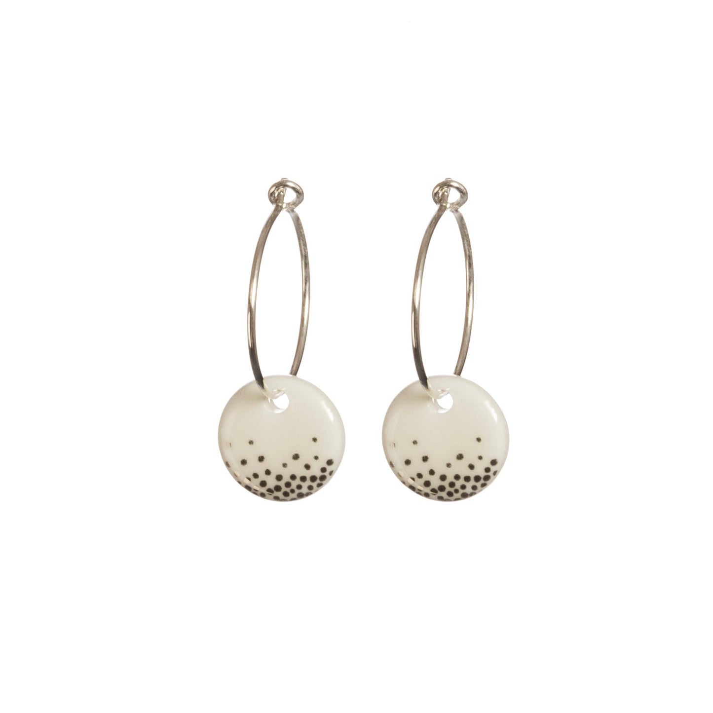 One & Eight Porcelain Mist Earrings - White & Silver