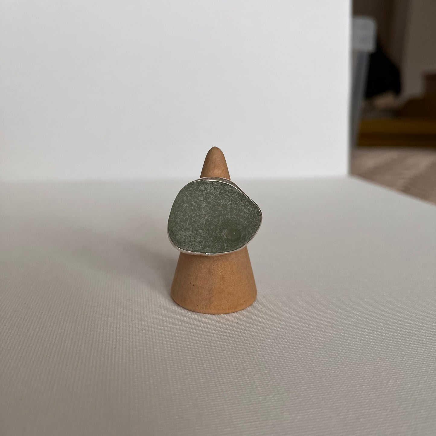 Sarah Drew Eco Silver Ring - Seafoam Green Seaglass XL