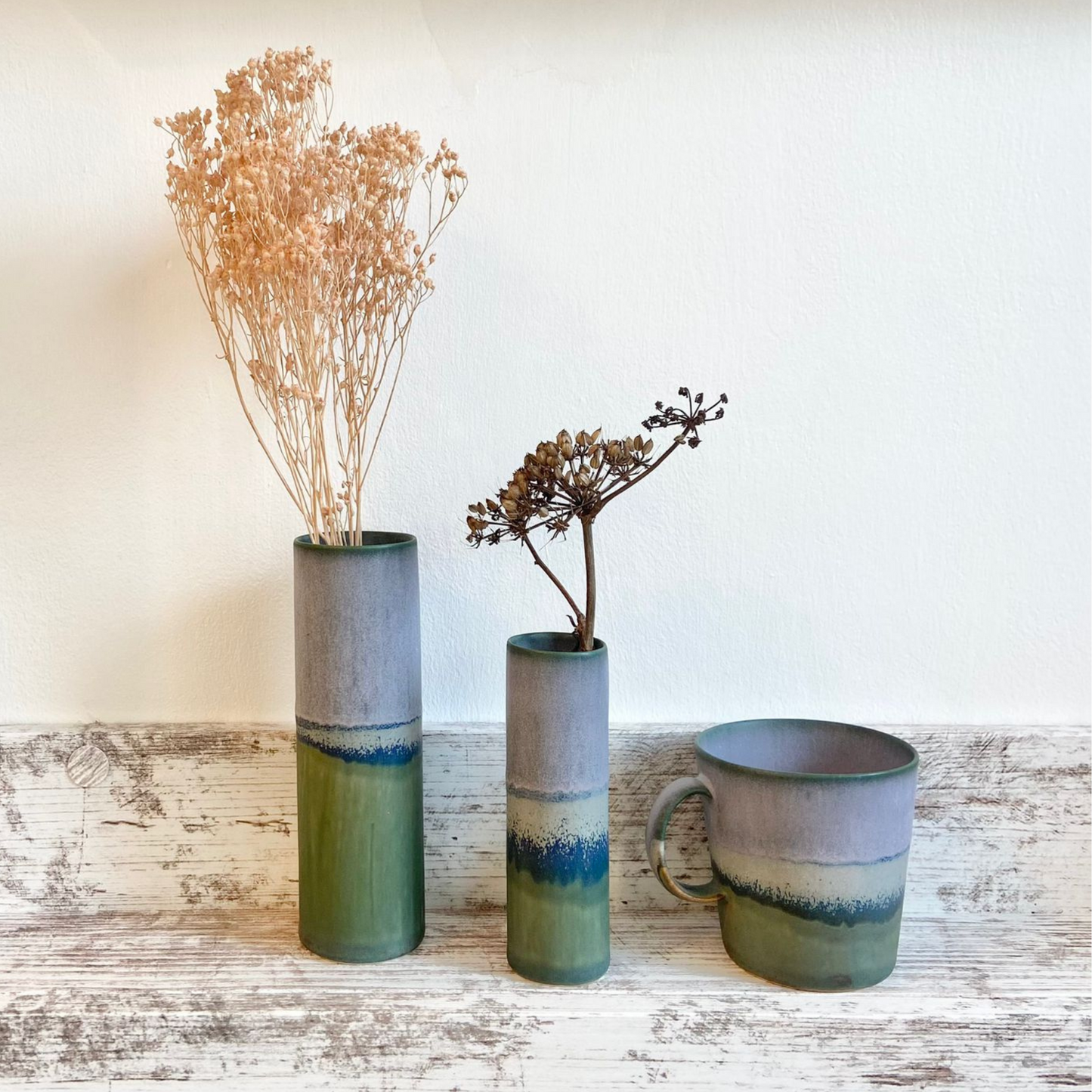 Medium Cylinder Vase - Lilac & Olive