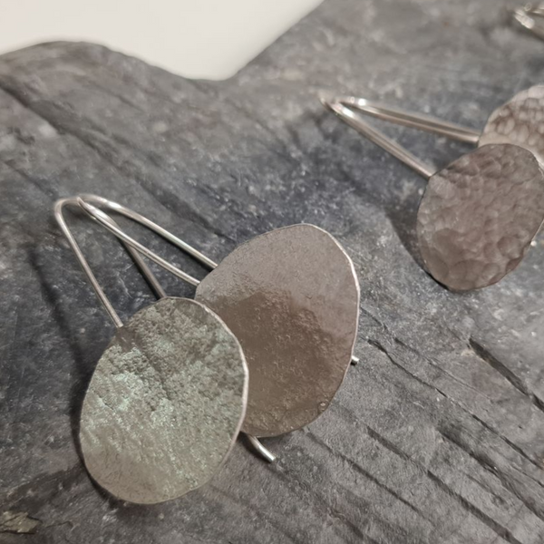 Sarah Drew Silver Pebble Earrings