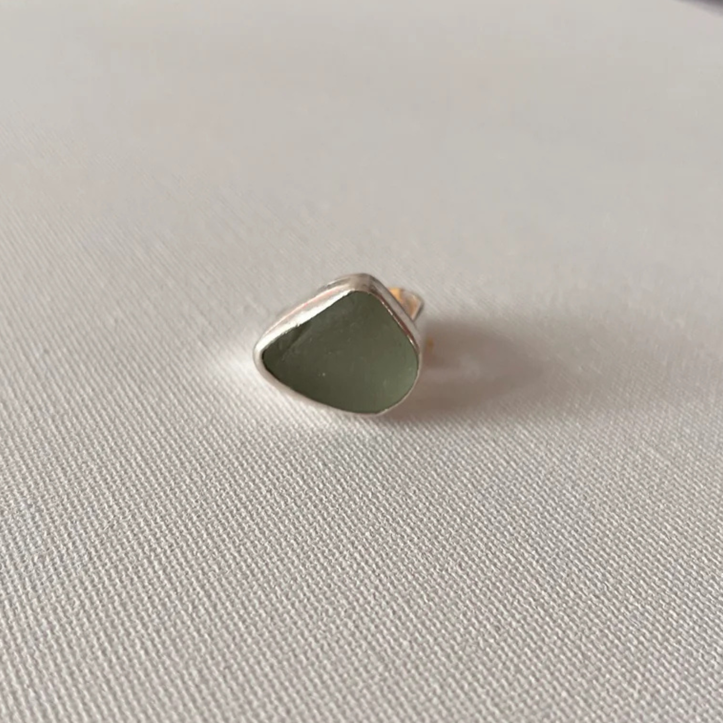 Sarah Drew Eco Silver Ring - Seafoam Green Seaglass