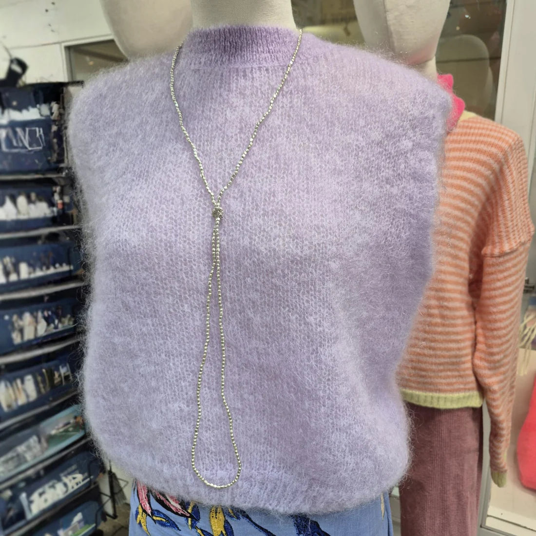 Fluffy Mohair Cropped Vest - Lavender