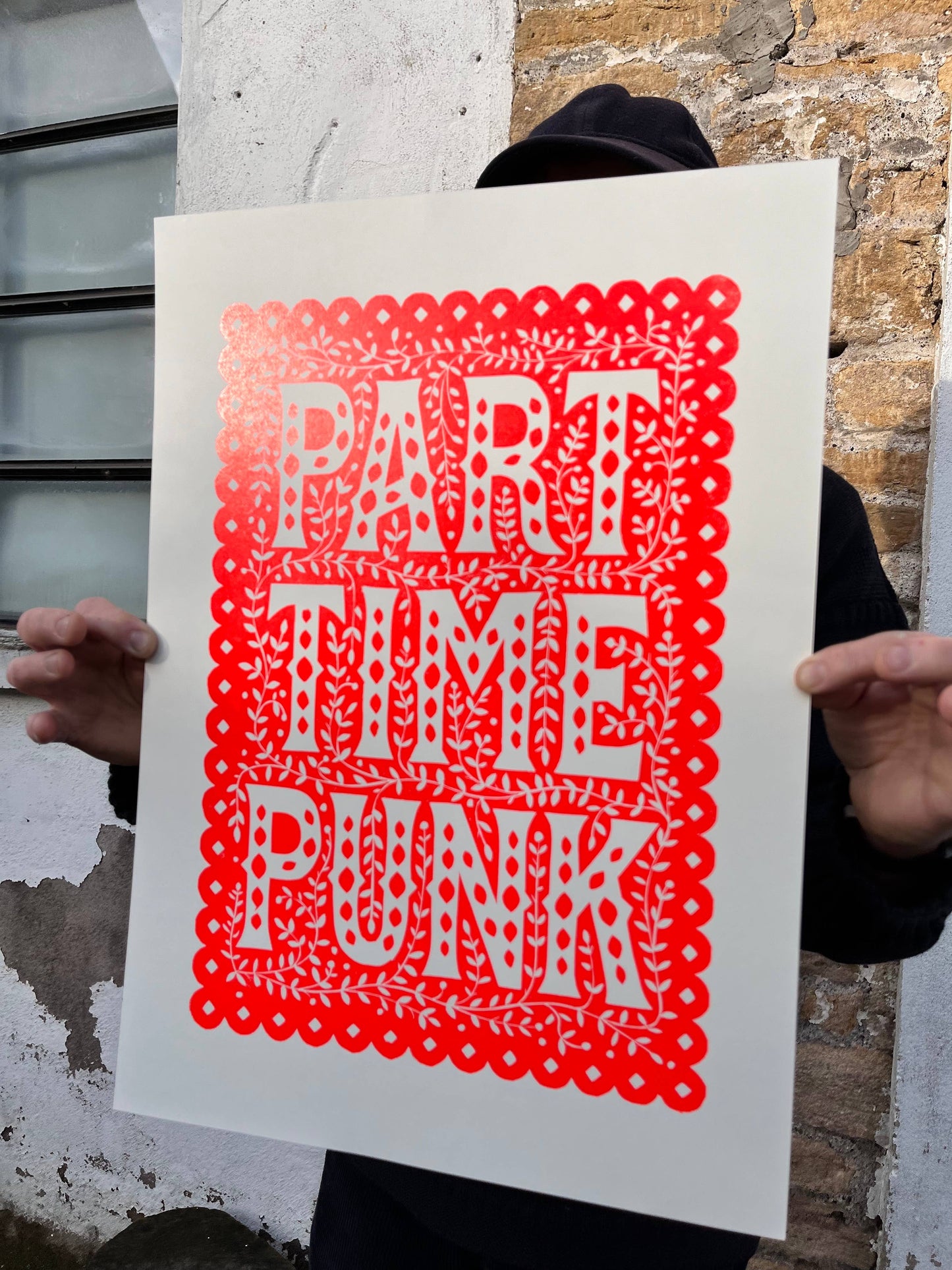 Pressed and Folded Linocut Print - Part Time Punk