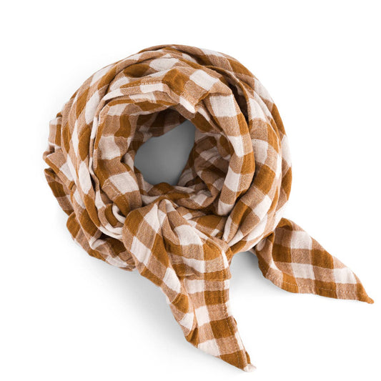 Square Scarf - Caramel Gingham Check