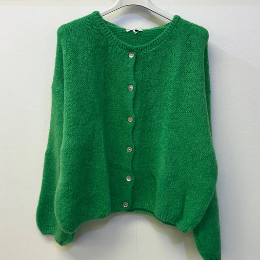 Button Through Mohair Cardigan - Emerald