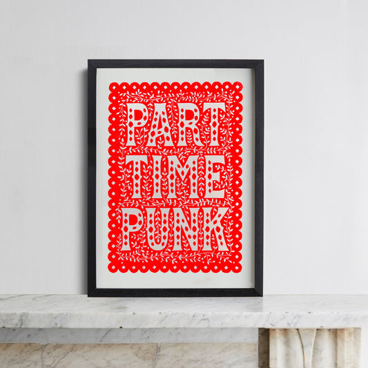 Pressed and Folded Linocut Print - Part Time Punk