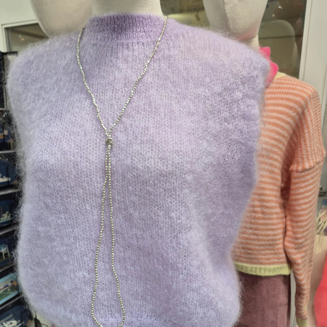 Fluffy Mohair Cropped Vest - Lavender