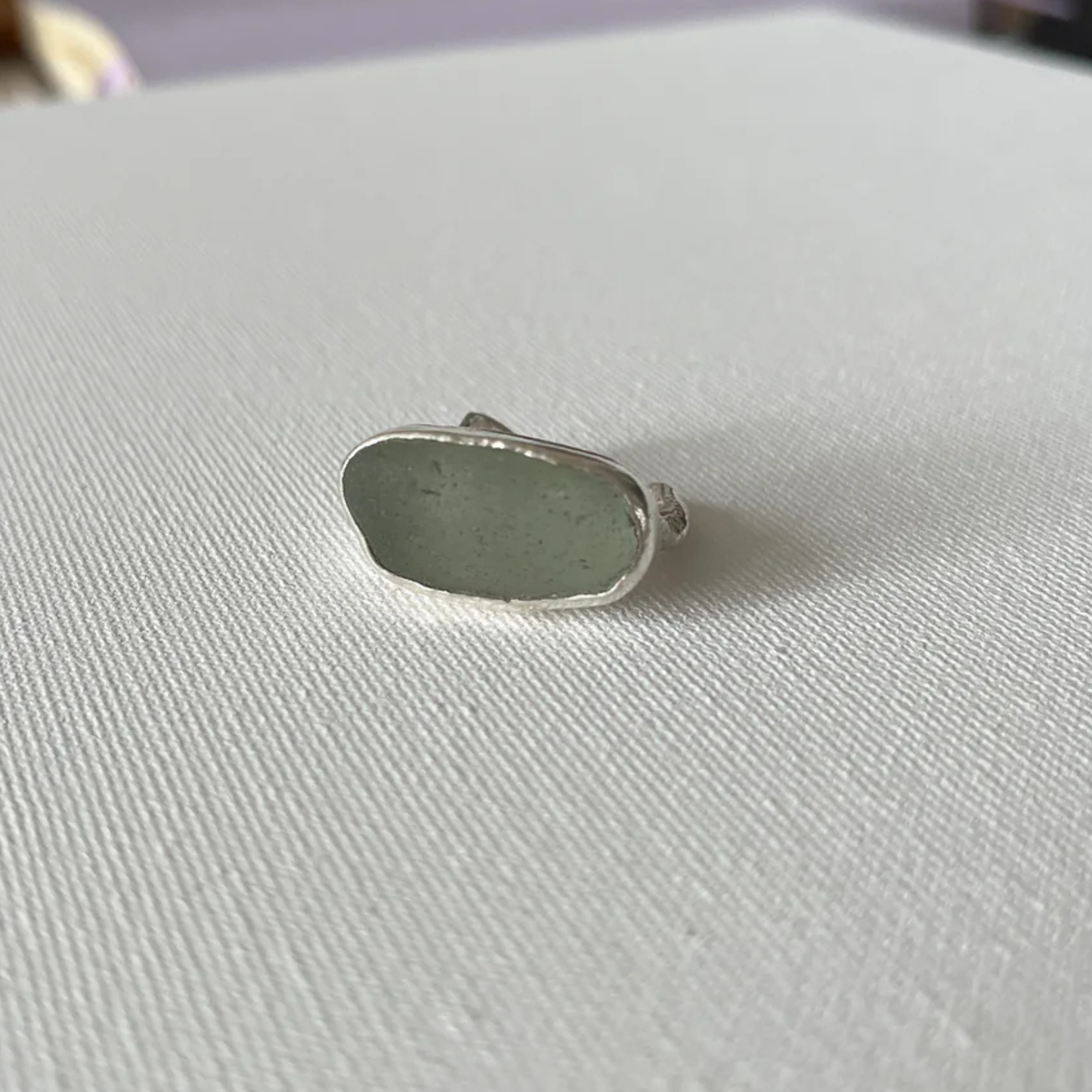 Sarah Drew Eco Silver Ring - Seafoam Green Seaglass