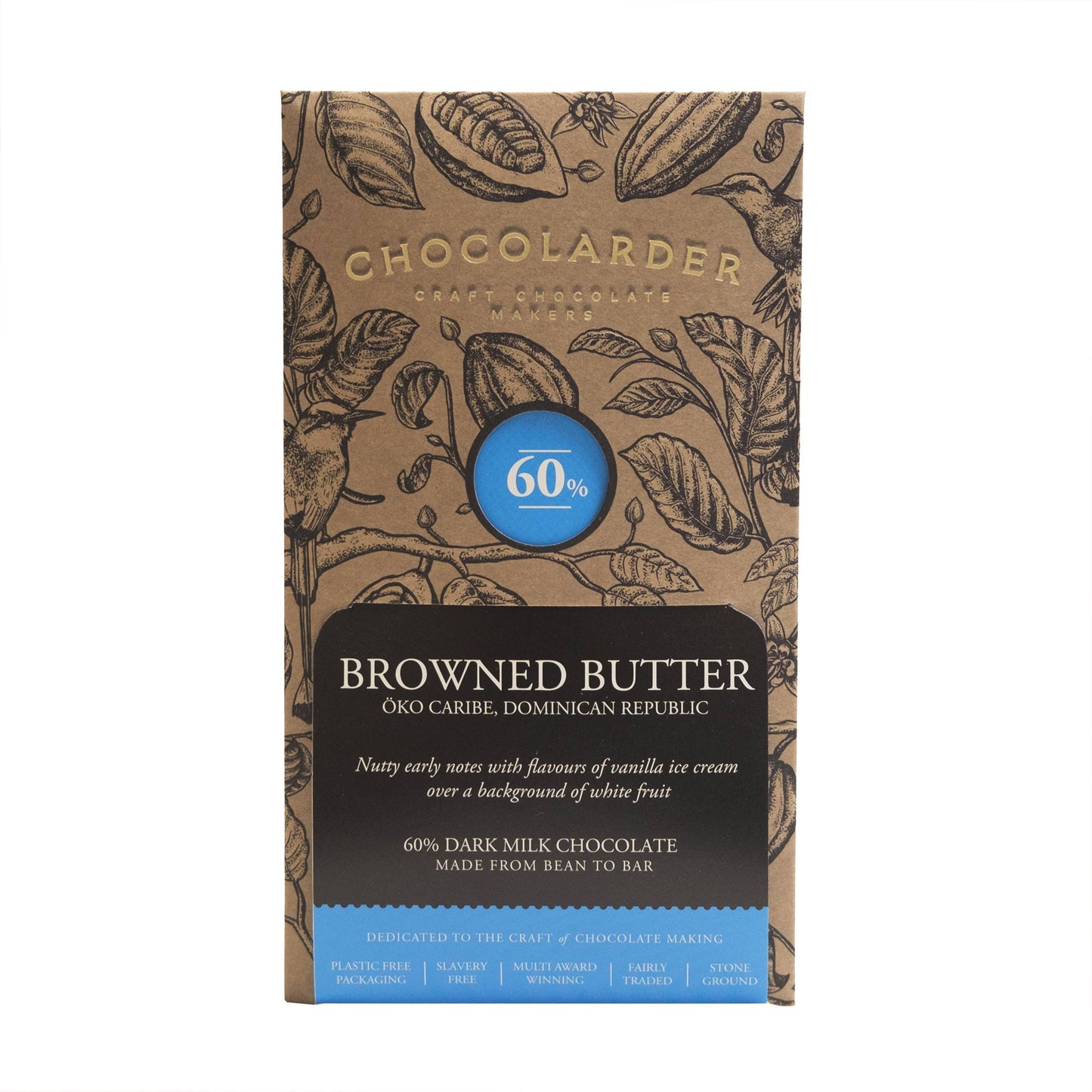 Chocolarder Browned Butter 60% Öko Caribe Milk Chocolate Bar