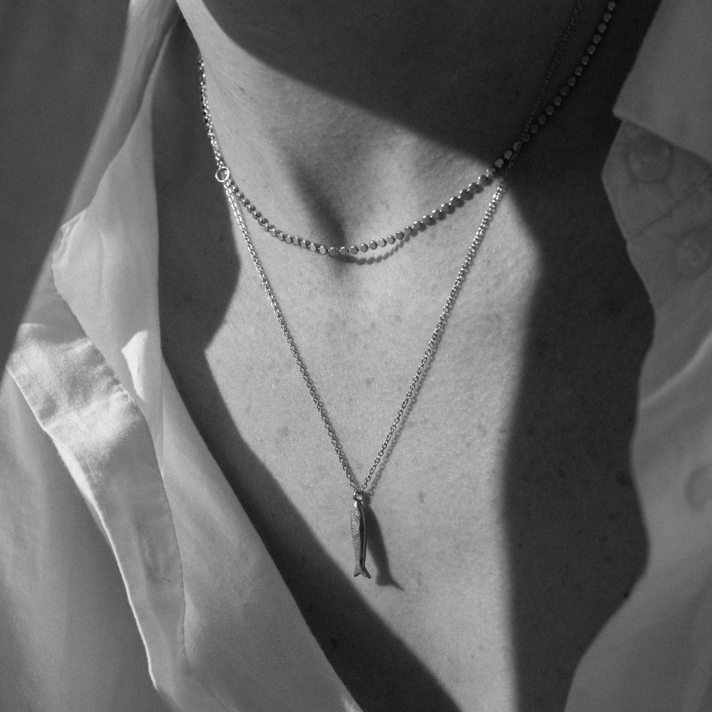 One & Eight Minnow Necklace - Silver