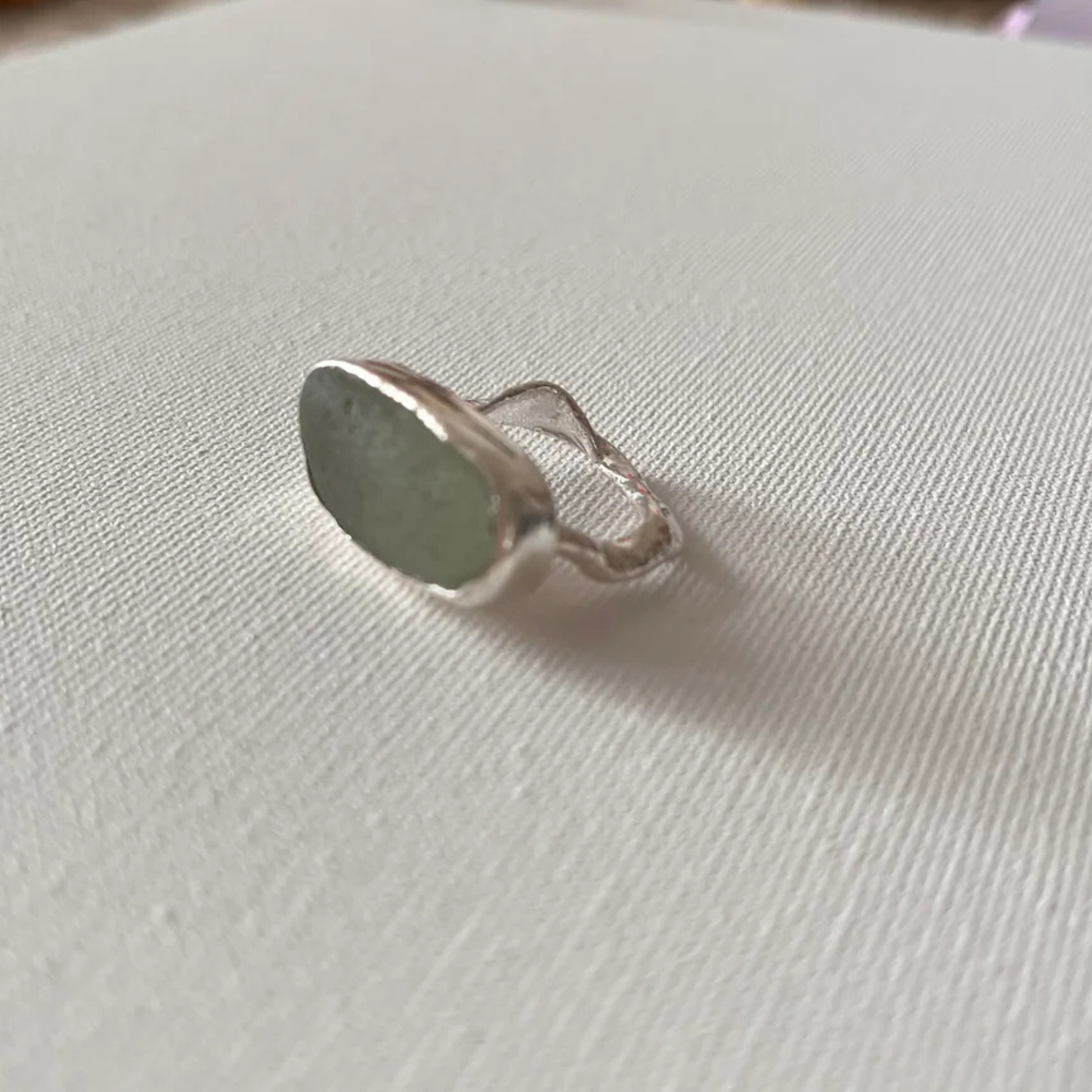 Sarah Drew Eco Silver Ring - Seafoam Green Seaglass
