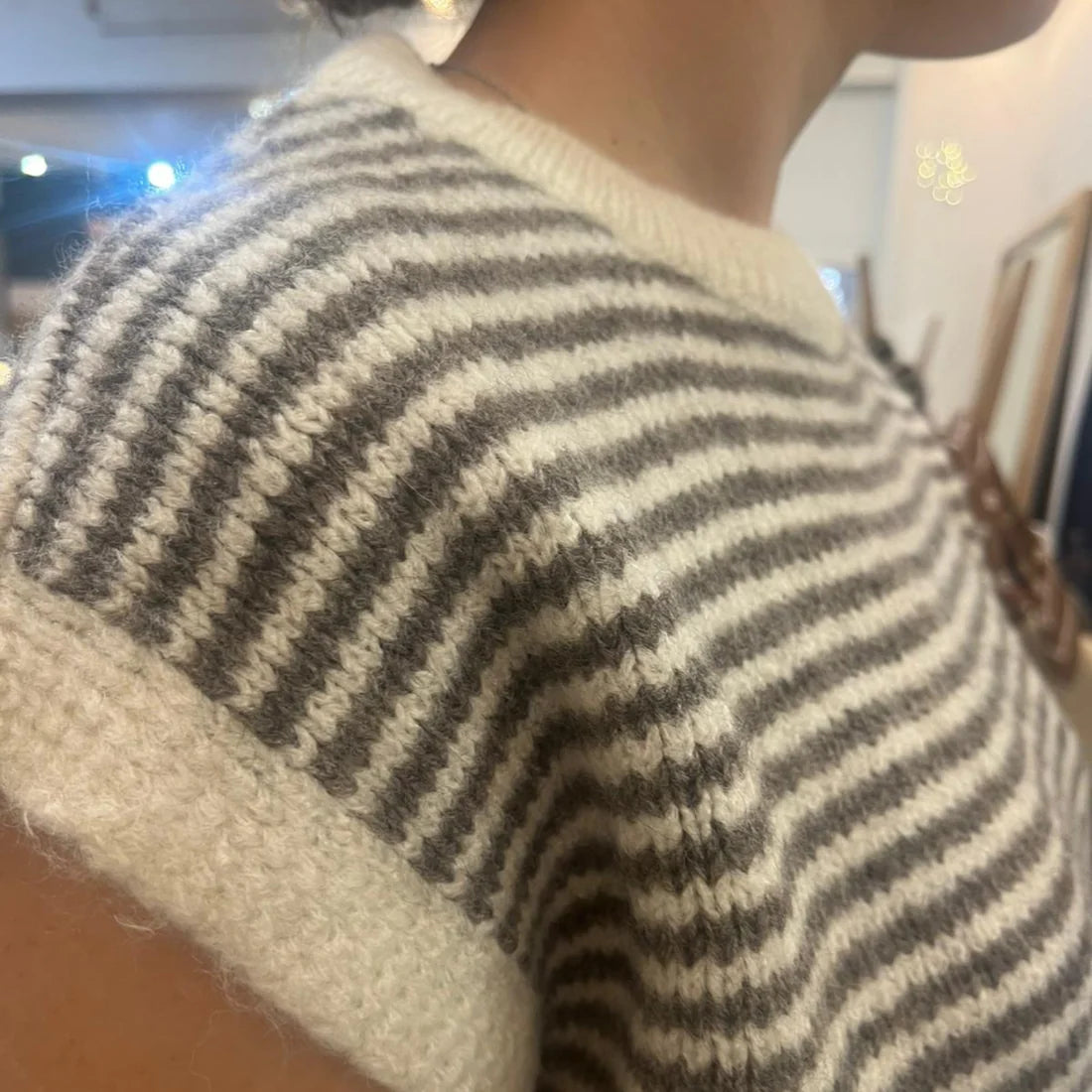 Alma Striped Vest - Cream