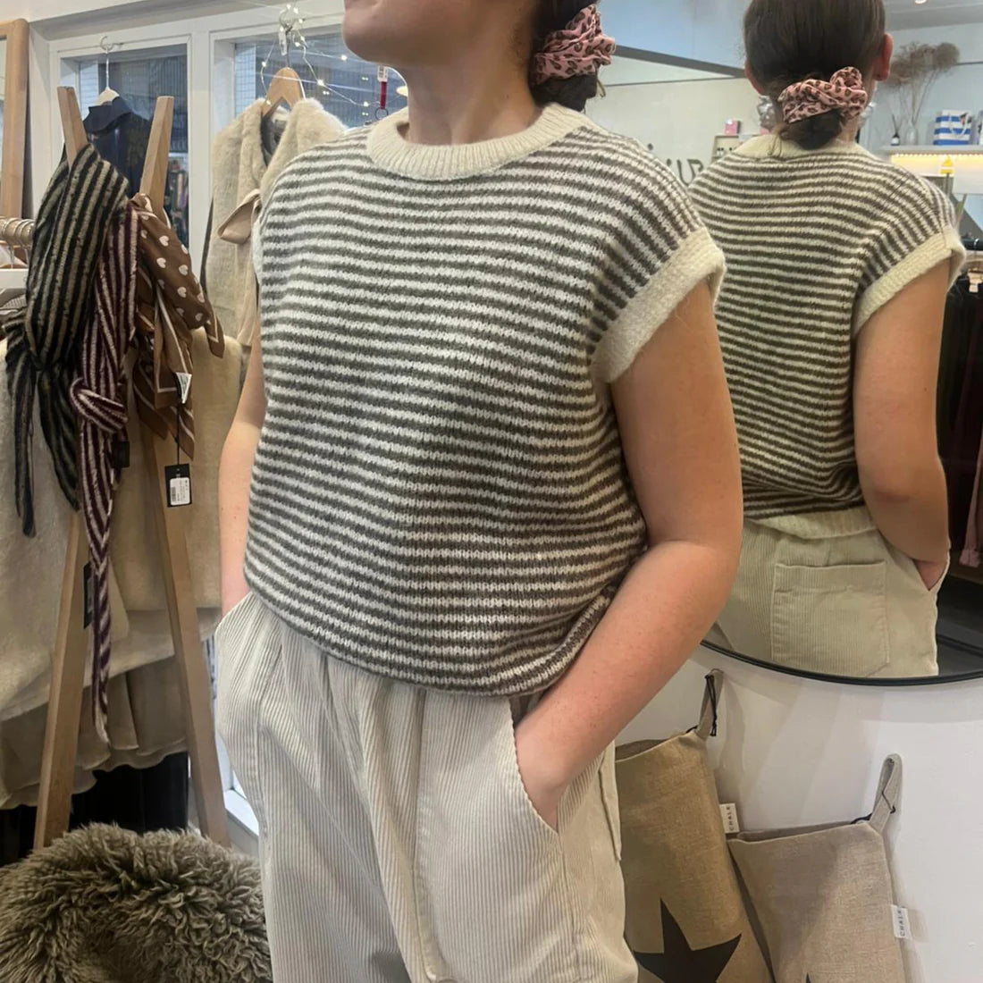 Alma Striped Vest - Cream