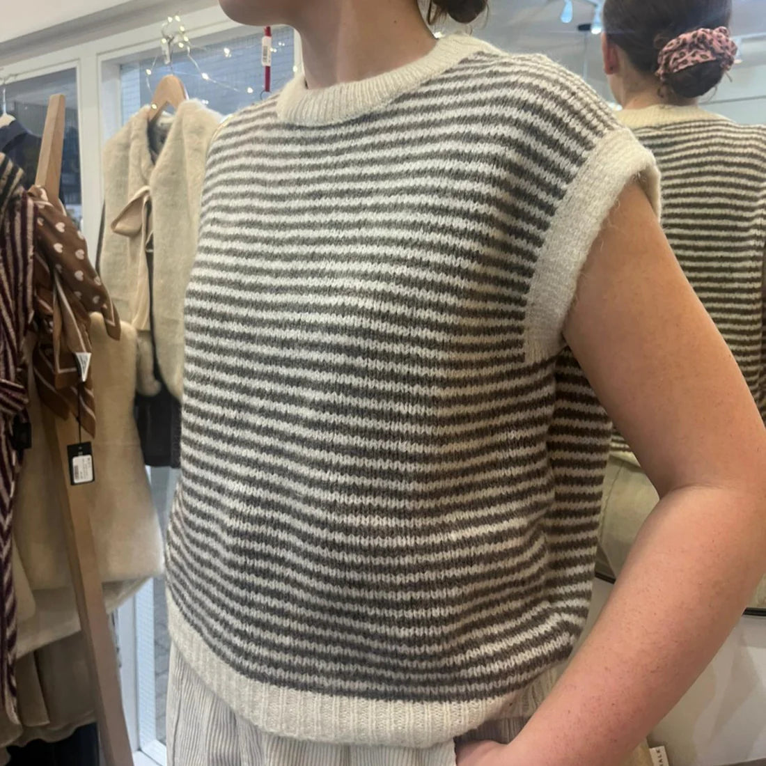 Alma Striped Vest - Cream