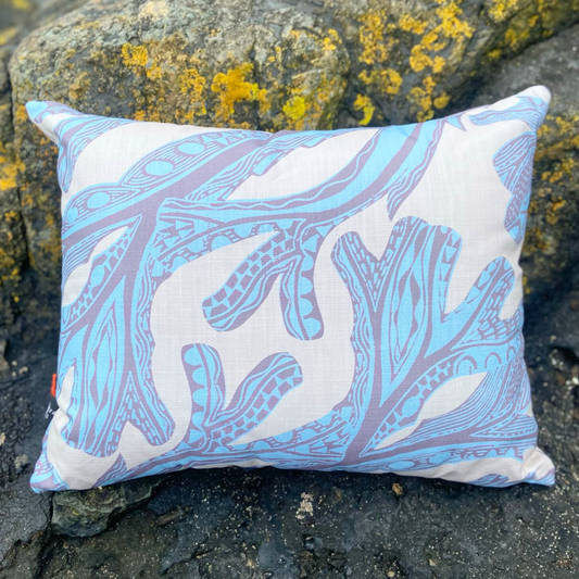 Seaweed Print Cushion - Blue
