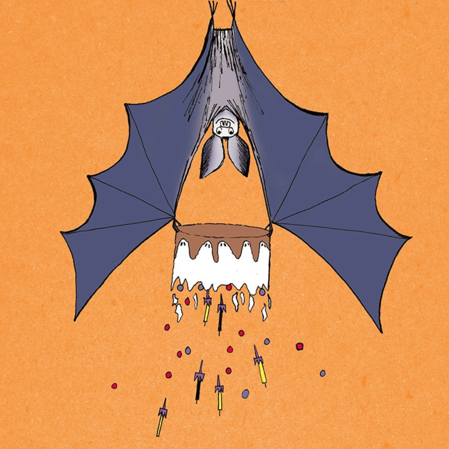 Bat's Upside-down Cake Greetings Card