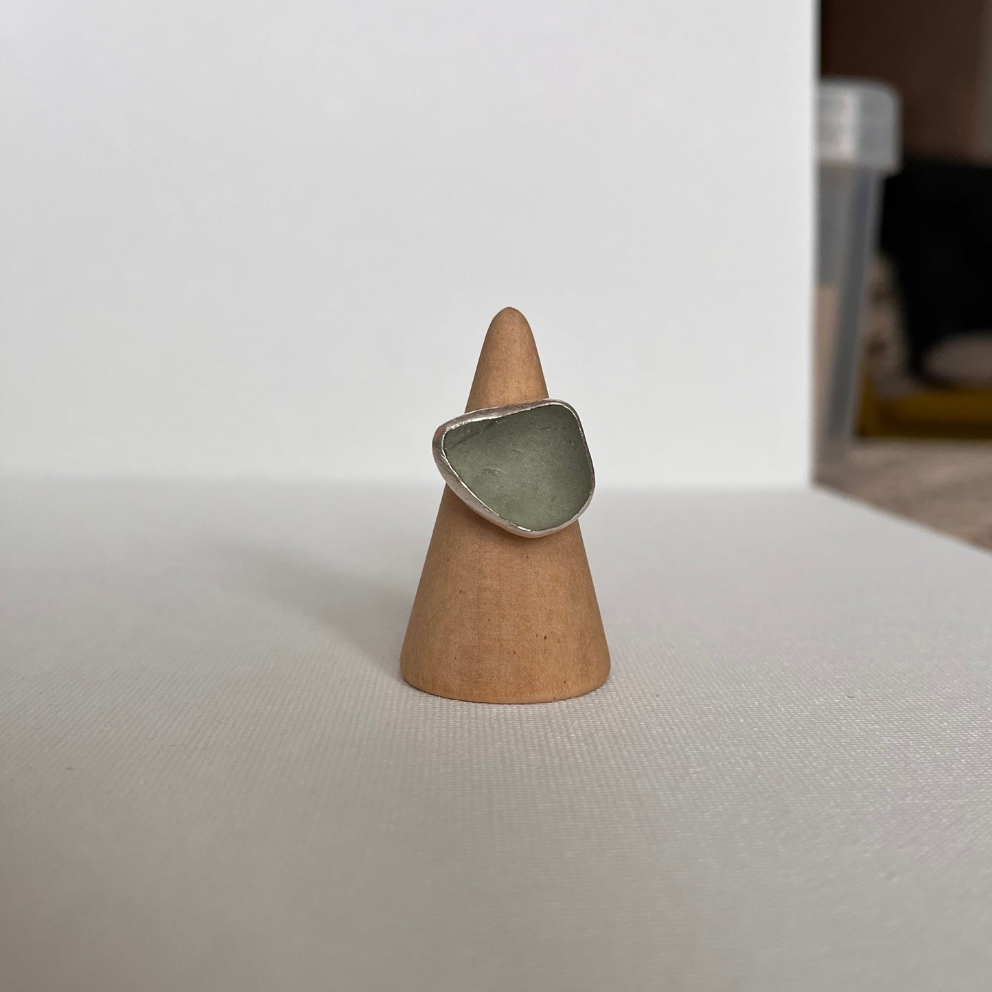 Sarah Drew Eco Silver Ring - Seafoam Green Seaglass