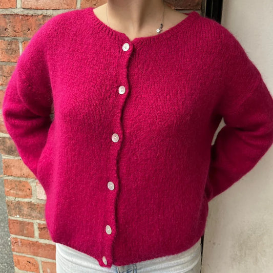 Button Through Mohair Cardigan - Cerise