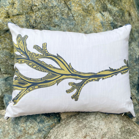 Seaweed Print Cushion - Citrine Yellow