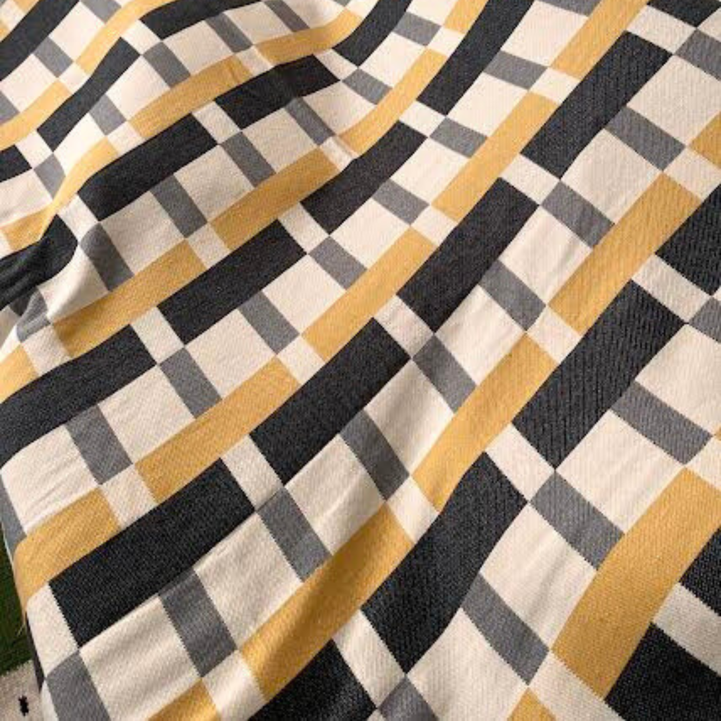 Ian Mankin Checkmate Throw - Charcoal & Ochre