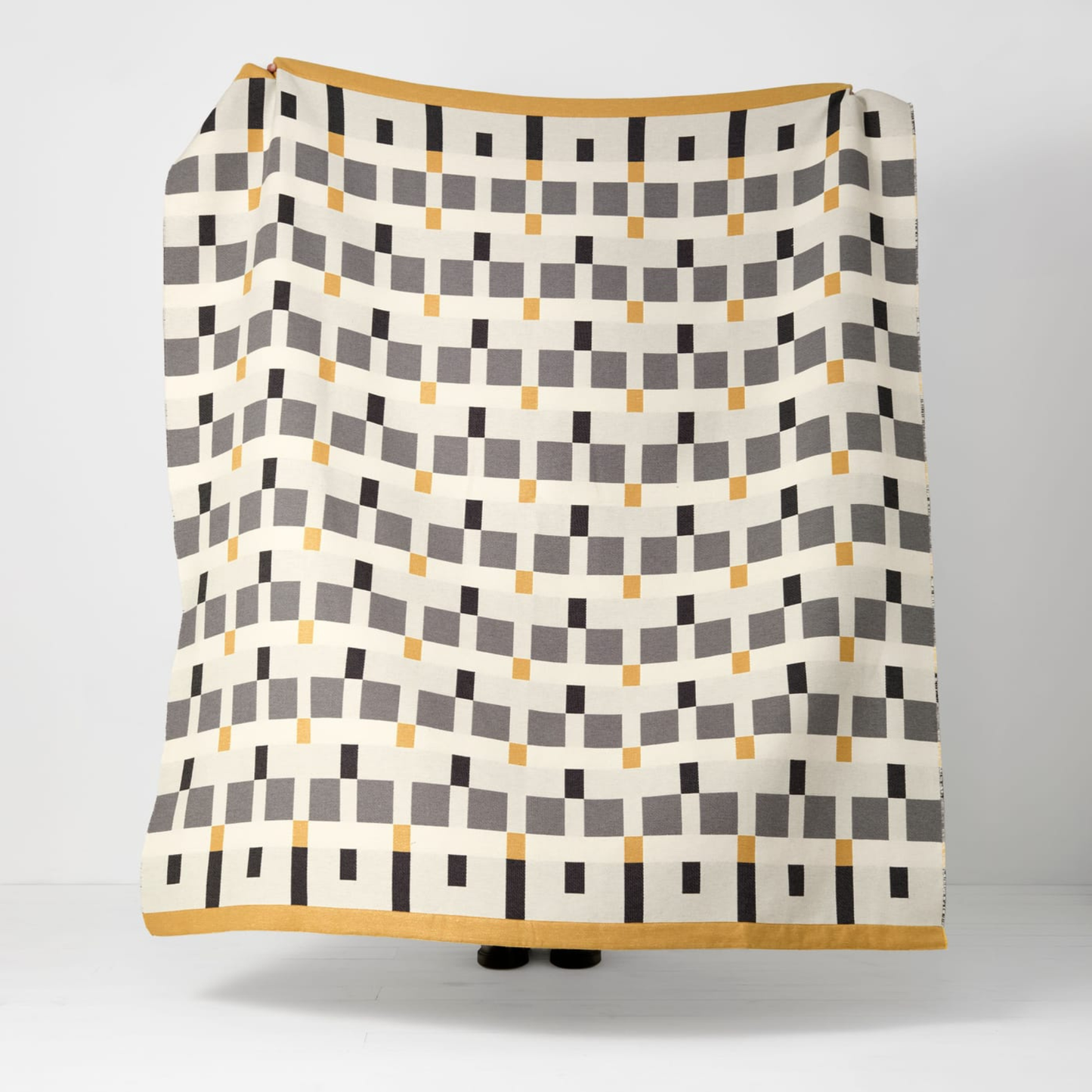 Ian Mankin Checkmate Throw - Charcoal & Ochre