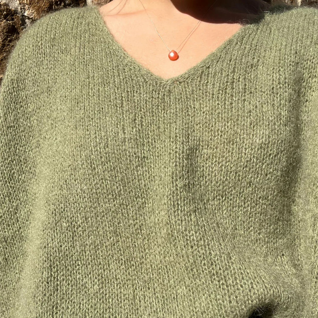 Mohair Drop Shoulder Tank Top - Pale Khaki