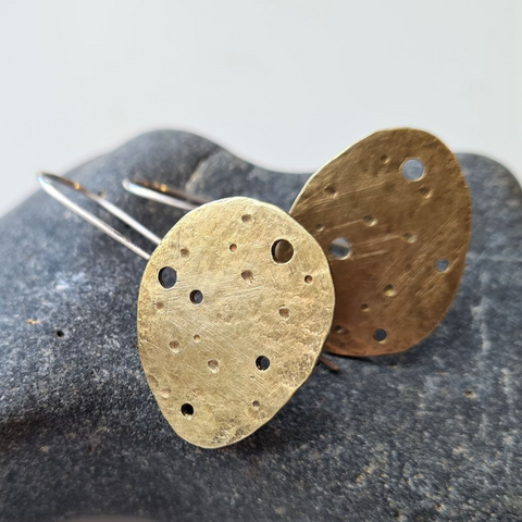 Sarah Drew Brass Eroded Pebble Earrings