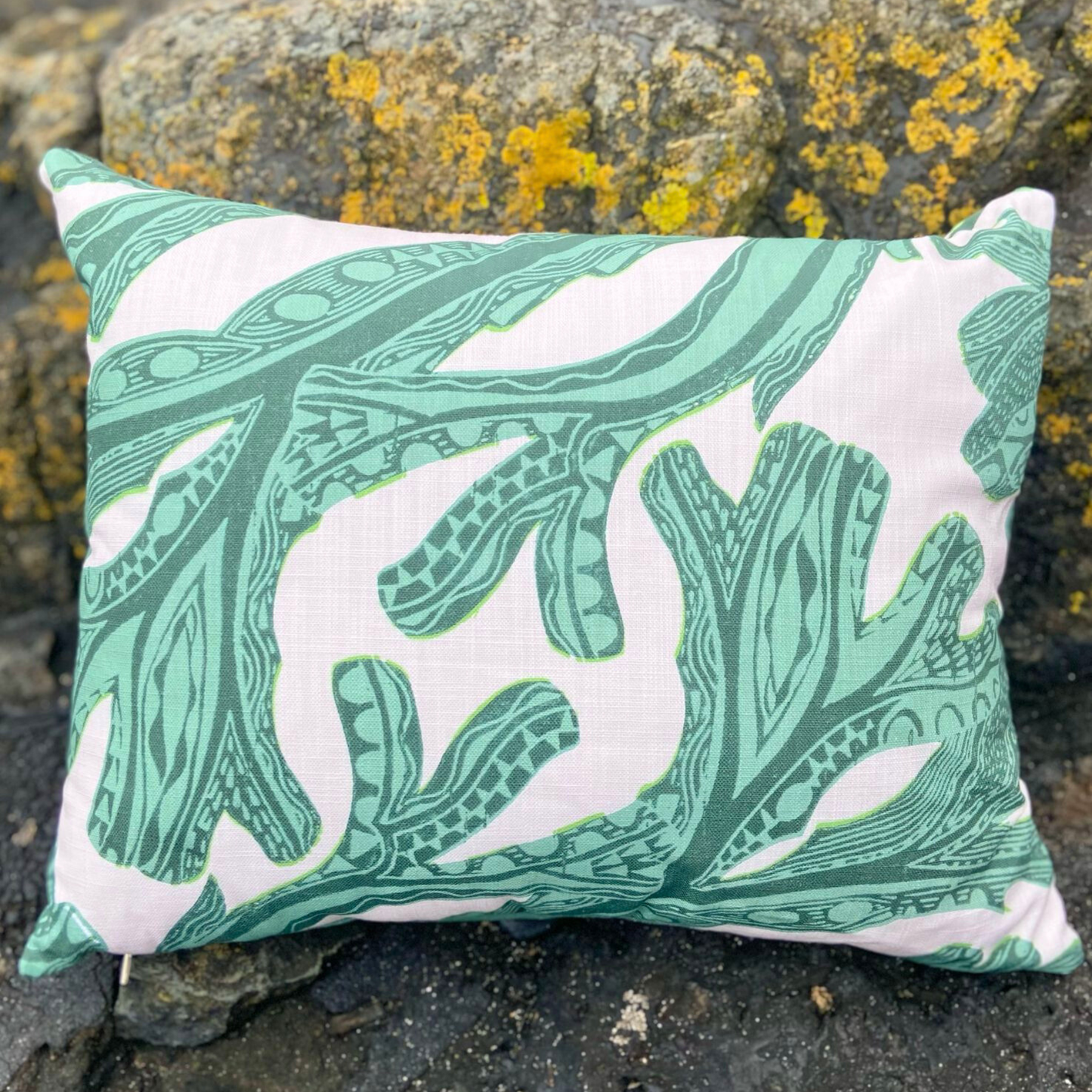 Seaweed Print Cushion - Green