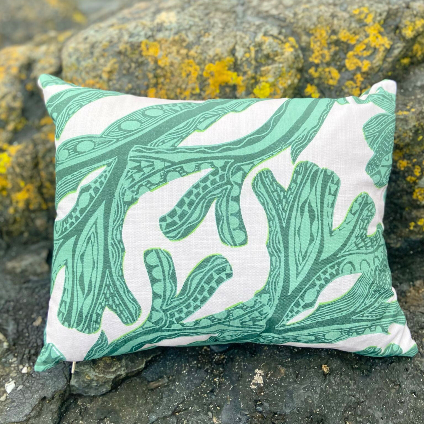 Seaweed Print Cushion - Green