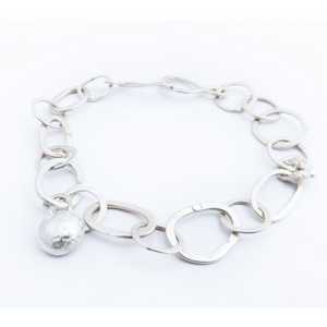 Sarah Drew Hammered Pebble Link Silver Bracelet