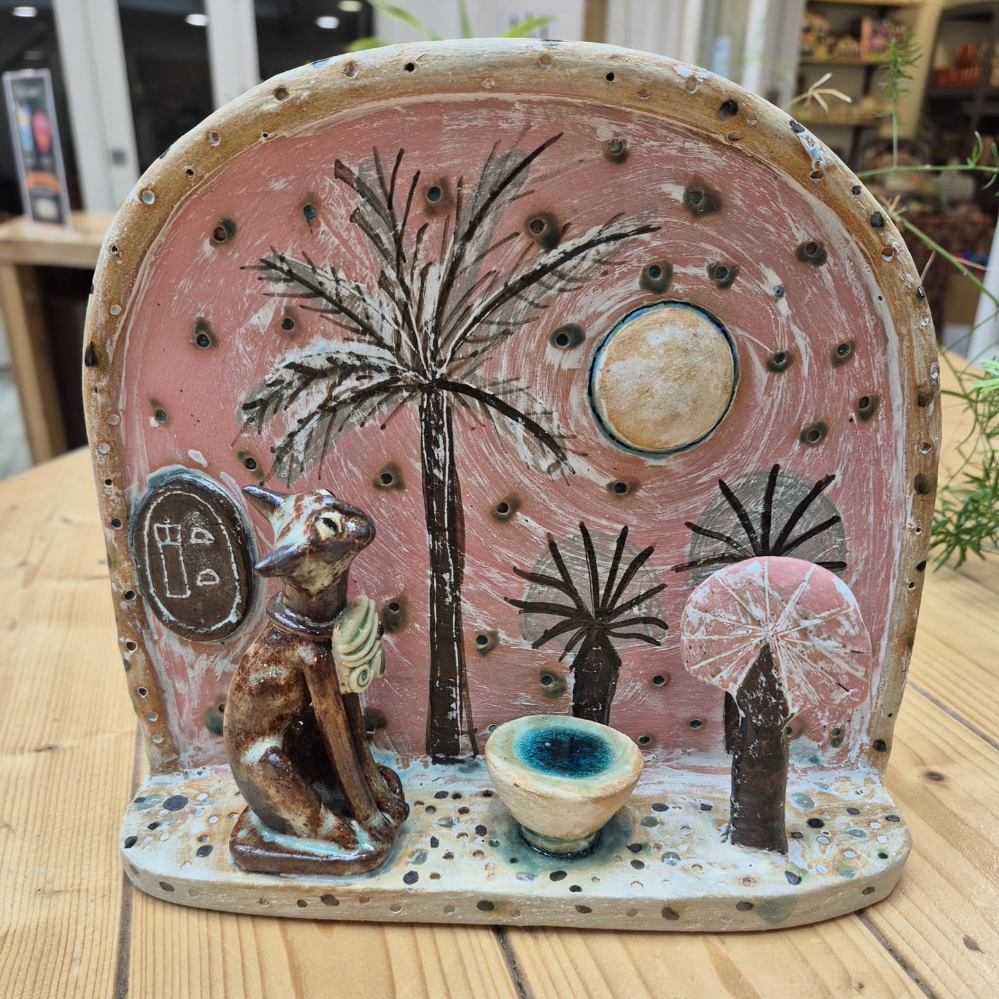 Shelagh Spear Cat & Moon Plaque SS197