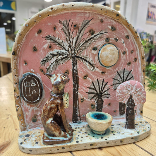 Shelagh Spear Cat & Moon Plaque SS197