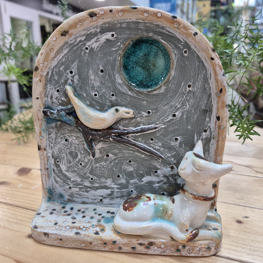 Shelagh Spear Cat, Bird & Blue Moon SS198