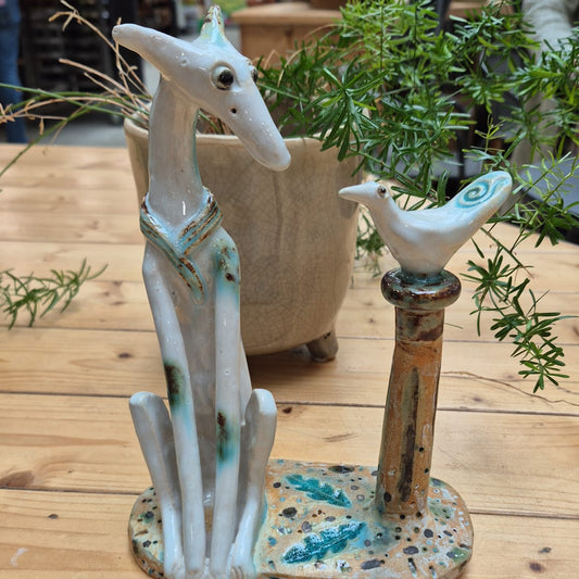 Shelagh Spear Dog & Bird on Post SS203