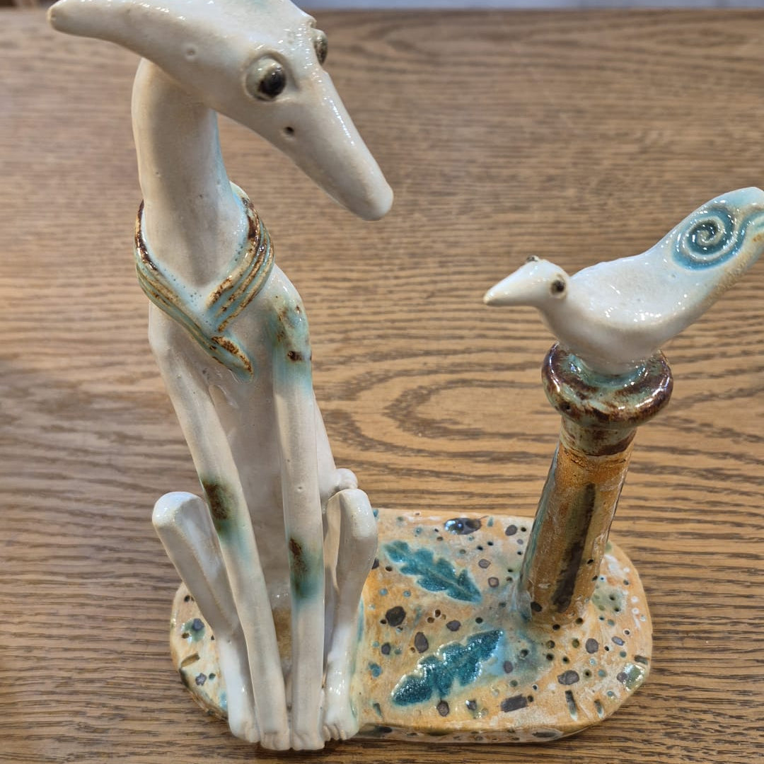 Shelagh Spear Dog & Bird on Post SS203