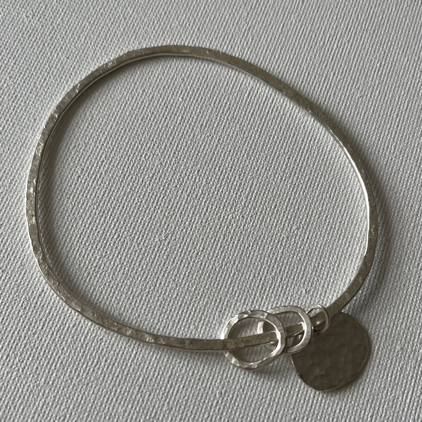 Recycled Silver Pebble Charm Bangle