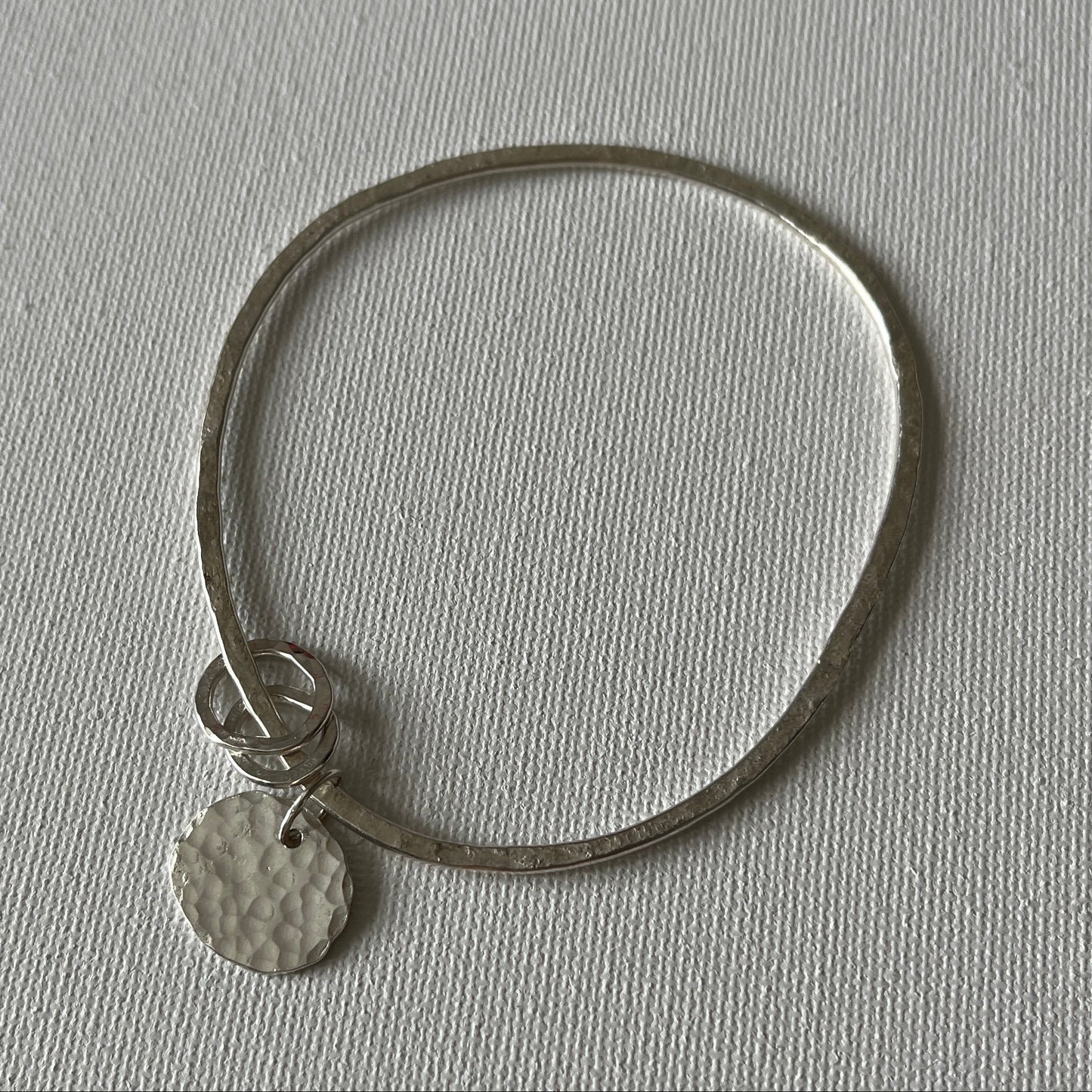 Recycled Silver Pebble Charm Bangle